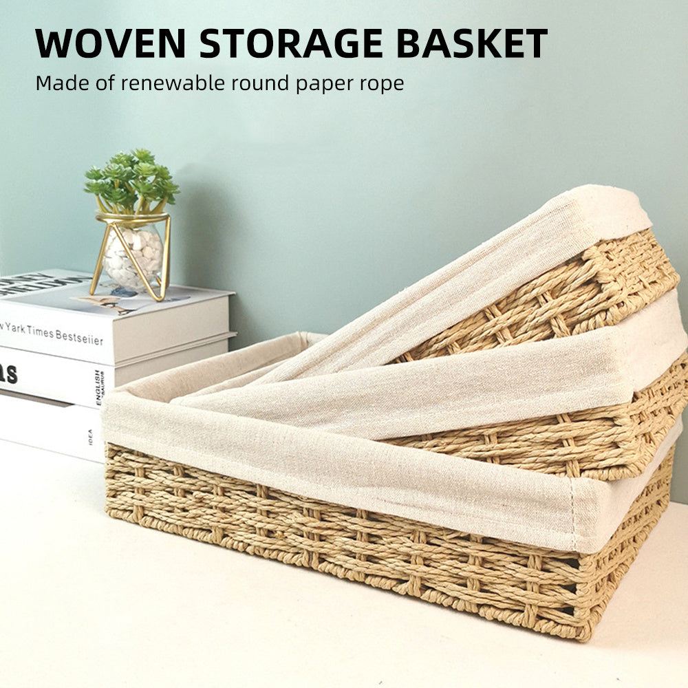 3Pcs Wicker Nesting Baskets- Stylish Space-Saving Storage Set