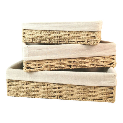 3Pcs Wicker Nesting Baskets- Stylish Space-Saving Storage Set